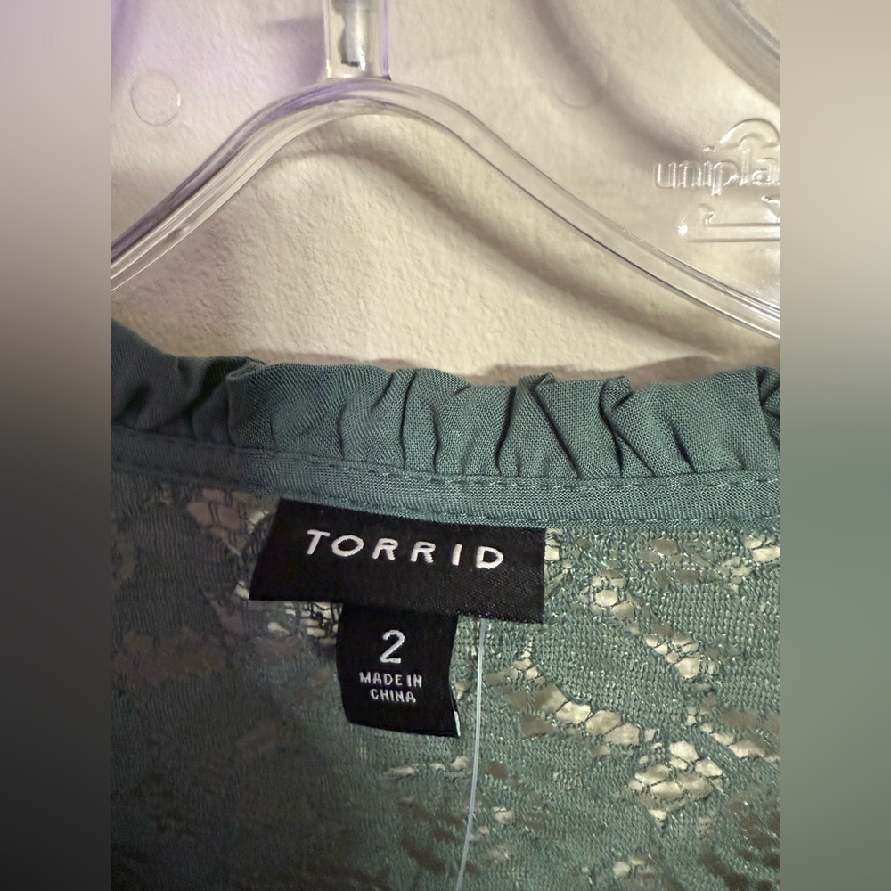 Torrid New Size 2 18/20 Mini Challis Shirt Dress Dark Forest Green Flowy - Picture 6 of 9